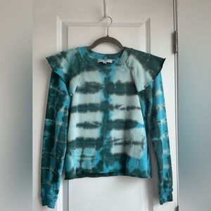 Something Navy Meghan Ruffle Sweatshirt Blue Tie Dye (Size XXS)